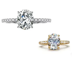 #06 (Oval Cut 3CT) 925 Sterling Silver Synthetic Moissanite Ring