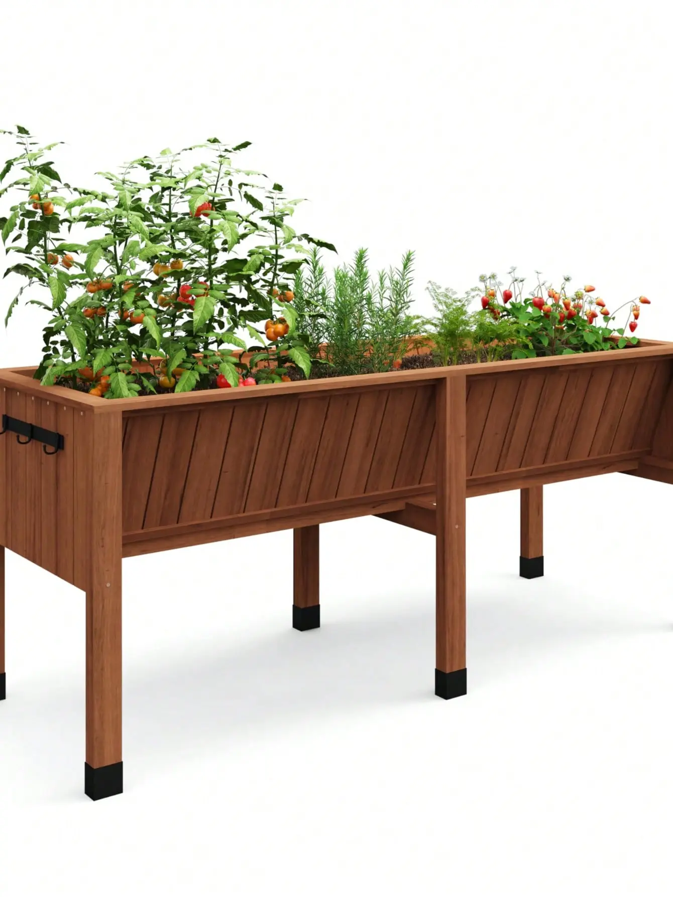 Gaomon Elevated Planting Boxes - Acorn Brown Cedar Wood Large Outdoor Planter with Hooks, 72x26x31in (6x2x2.5ft), 13.7in Deep Space for Vegetables, Complimentary Liner