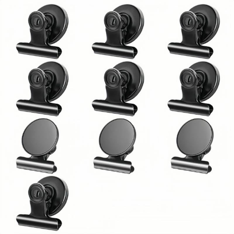 10pack Fridge Magnets Refrigerator Magnets Magnetic Clips Heavy Duty Detailed List Display Paper Fasteners on Home& Office& Teaching (Black, 10)