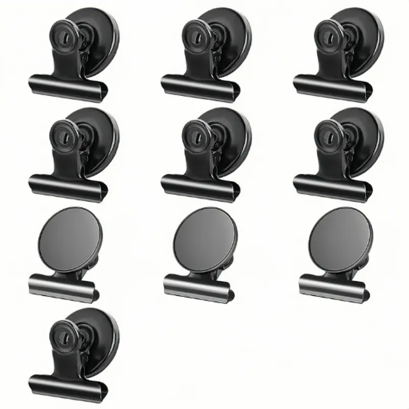 10pack Fridge Magnets Refrigerator Magnets Magnetic Clips Heavy Duty Detailed List Display Paper Fasteners on Home& Office& Teaching (Black, 10)