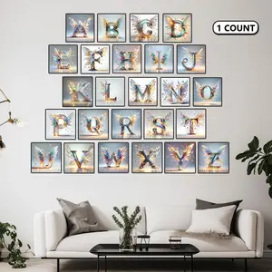 Crystal Letter Pattern DIY Diamond Arts Painting Kit without Frame, 1 Count Full Round Drill Diamond Paint Mosaic Kit, Wall Art Decor for Home Living Room Bedroom