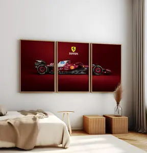 [Racing Decor - Sale Up To 40%] [Unframe] Ferrari Formula 1 Poster Set, Modern Red Racing Car Wall Art, Motorsport Decor, Formula Racing Print, Gift for Car Fans
