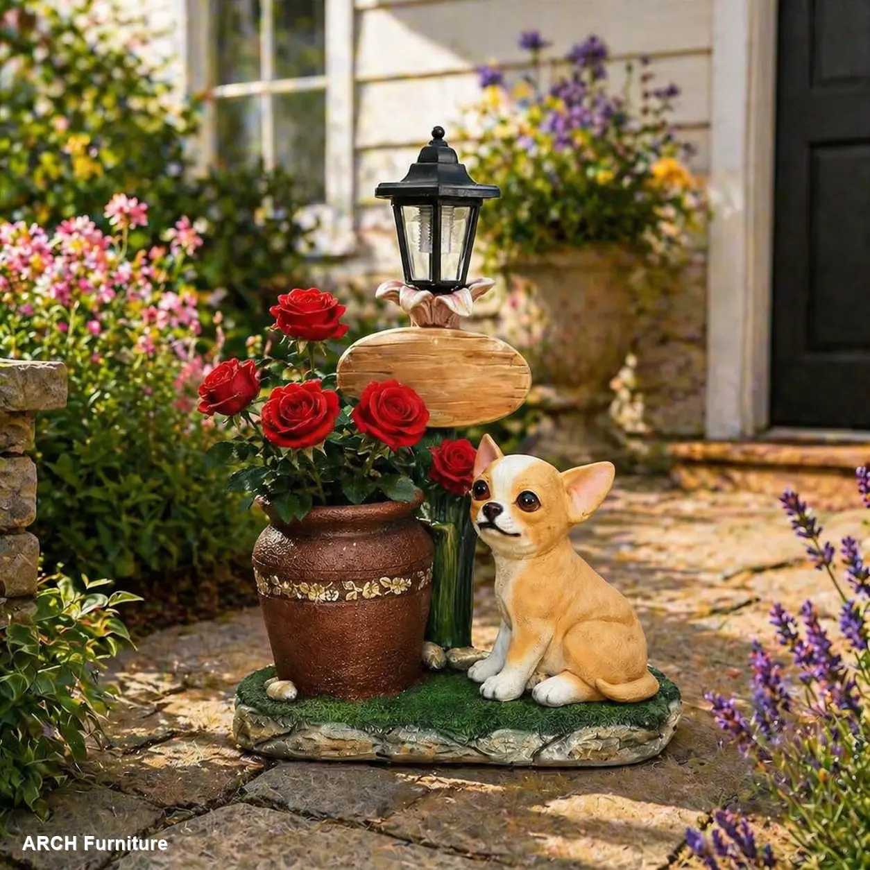 ARCH Resin Sitting Corgi Dog Planter - Weatherproof Outdoor Garden Pot, Crack-Resistant, Fade-Resistant Small Garden Accessories for Front Porch, Sunlit Patio