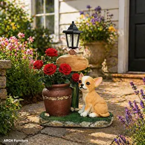 ARCH Resin Sitting Corgi Dog Planter, Weatherproof Outdoor Garden Decor Plant Holder, Garden Accessories