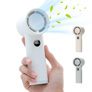 Portable Handheld Fan, USB Rechargeable Mini Fan with Digital Display, Adjustable Speed Fan for Travel, Camping, Office, Sports, Home Use