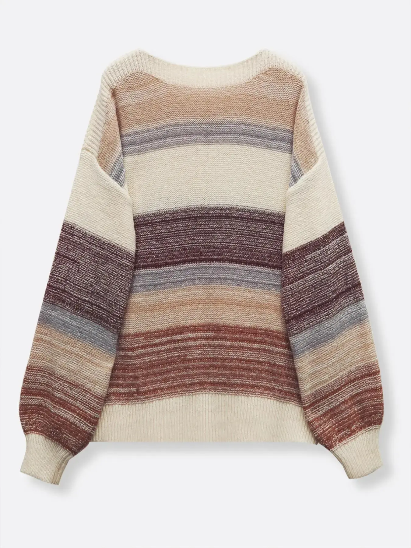 [Plus Size] Colorblock Striped Print Drop Shoulder Sweater, Casual Long Sleeve Round Neck Jumper for Fall & Winter, Women's Plus Clothing for Daily Wear