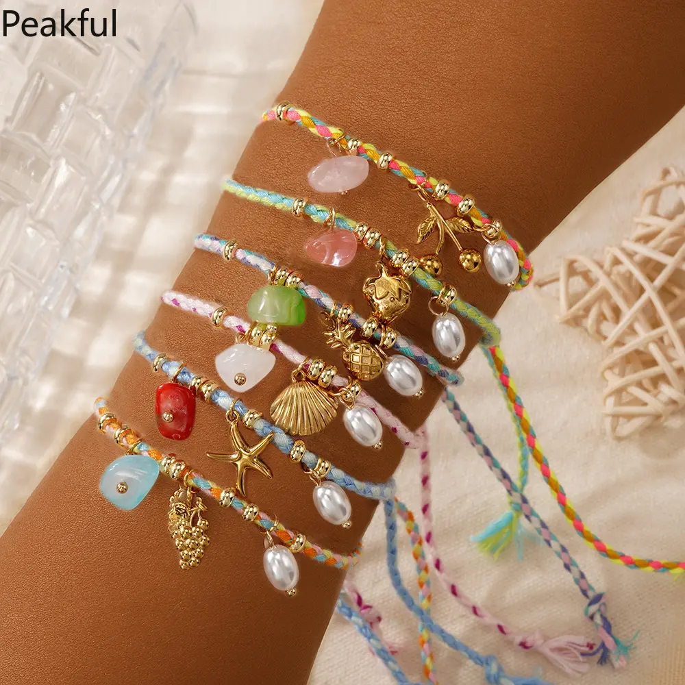 Beach Vacation Bohemian Style Handmade Woven Rope Starfish Pendant Women's Bracelet Fashion Jewelry Accessory