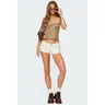 Hearts Low Rise Micro Denim Shorts