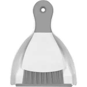 Mini Broom with Dustpan Combo Set Small Dustpan and Brush Set Quick Cleanup Tools for Kitchen Table Keyboards Pets Nest Sofa Grey