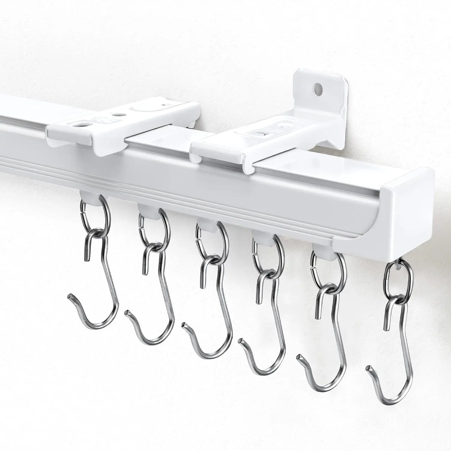 Inovaday Heavy Duty Ceiling-Wall Mount Sliding Track - Silent Rail with 3 Types of Hooks, Ceiling Mounted Curtain Rod, Track Curtain Rod for Living Room, Bedroom, Aluminum Alloy Frame,sohochic
