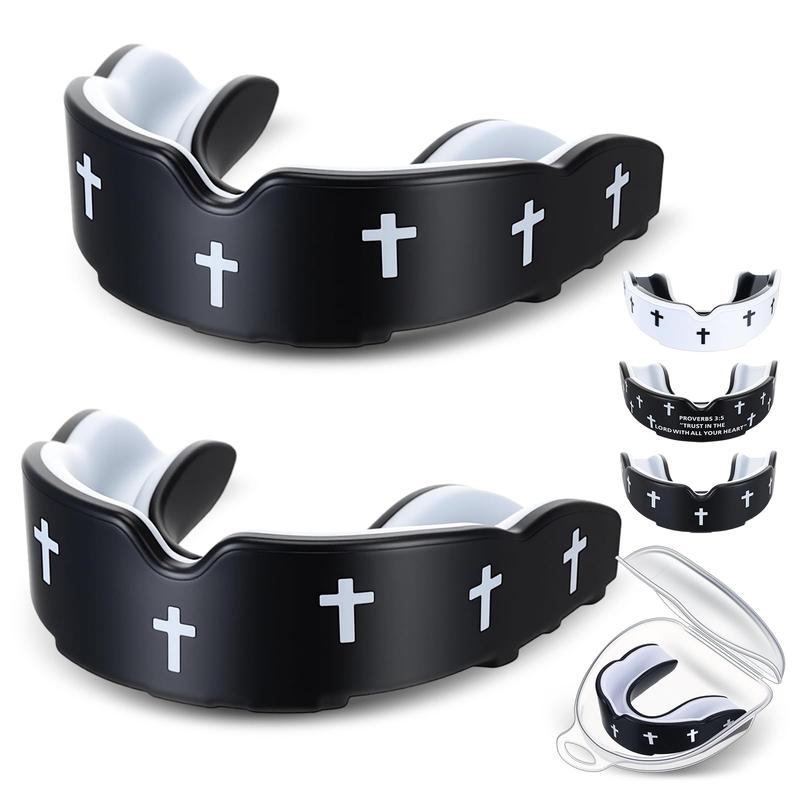 Mouth Guard - Faith Cross Mouthguard with Case, Religious Adult Mouth Guards Braces for Football Boxing Basketball Lacrosse Hockey and All Contact Sports
