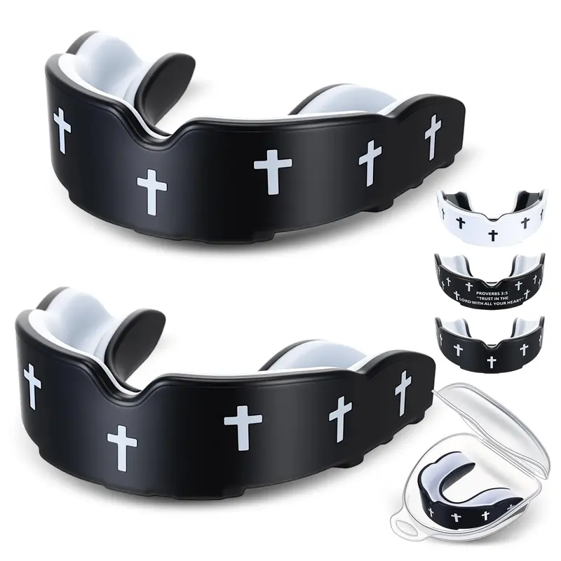Mouth Guard - Faith Cross Mouthguard with Case, Religious Adult Mouth Guards Braces for Football Boxing Basketball Lacrosse Hockey and All Contact Sports
