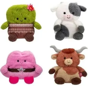 Jazwares BumBumz RodeoBumz Conrad Cow Colleen Cactus Heather Cowgirl & Lexie Texas Longhorn Plush 4-Pack