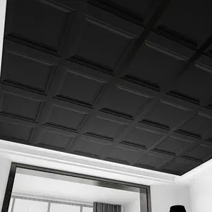 Art3Dwallpanels White, Black, Drop Ceiling Tile 2Ft X 2Ft, Ceiling Panel High-Grade PVC Coverings 24 X 24In - 12 Pack Cover 48 Sq. Ft