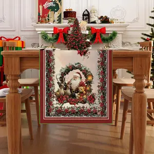 Luxurious Christmas Table Runner with Santa Claus Design - Festive Holiday Decor for Home & Party Settings - Anti-slip, Anti-fading, Waterproof, Heat Resistant - 13"x72", 15"x55", 13"x35.4"