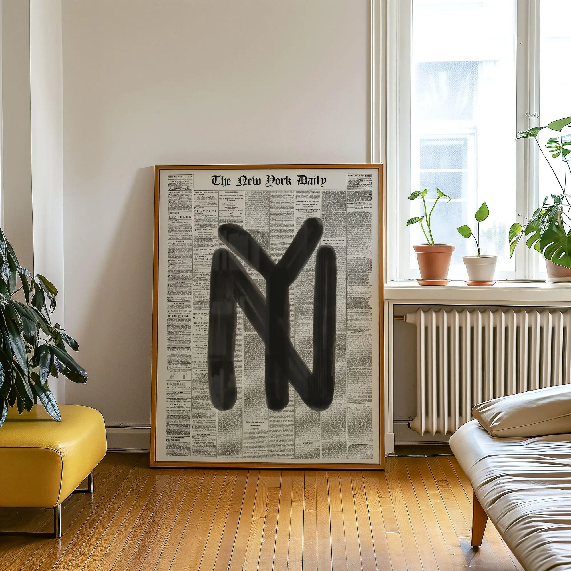 New York City Wall Art, Nyc Print Poster, Ny Newspaper Print, Apartment Art Dorm Room Decor, Minimalist Printable Trendy Art