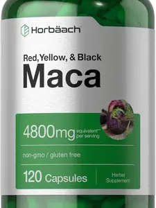 Horbäach Maca Root Capsules for Men and Women | 120 Pills | High Potency Extract | Non-GMO and Gluten Free Formula