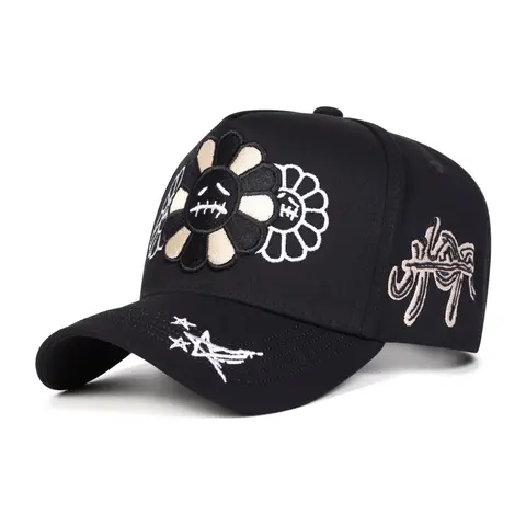 Unisex Floral Embroidery Five-Panel Baseball Cap, Casual Adjustable Outdoor UV Protection Hat for Spring & Fall, Ideal for Travel, Beach & Vacation, Sports Outdoor Hats