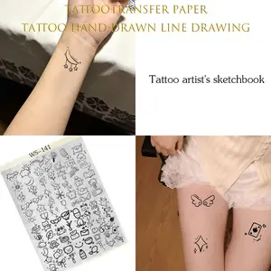 1pc A4 Cute Daily Small Pattern Tattoo Transfer Paper – Pre-designed Adorable Templates, No Hand-Drawing Required, Compatible with Transfer Gel, Suitable for Arm/Back/Abdomen etc., Folder Packaging to Prevent Damage, Ideal for Tattoo Beginners and Enthusi