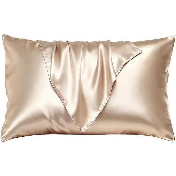 Satin Pillowcase Silkly Pillow Cases Soft Smooth 2 Pack Standard Size  Size Set of 2 Pillow Covers for Sleeping Champagne