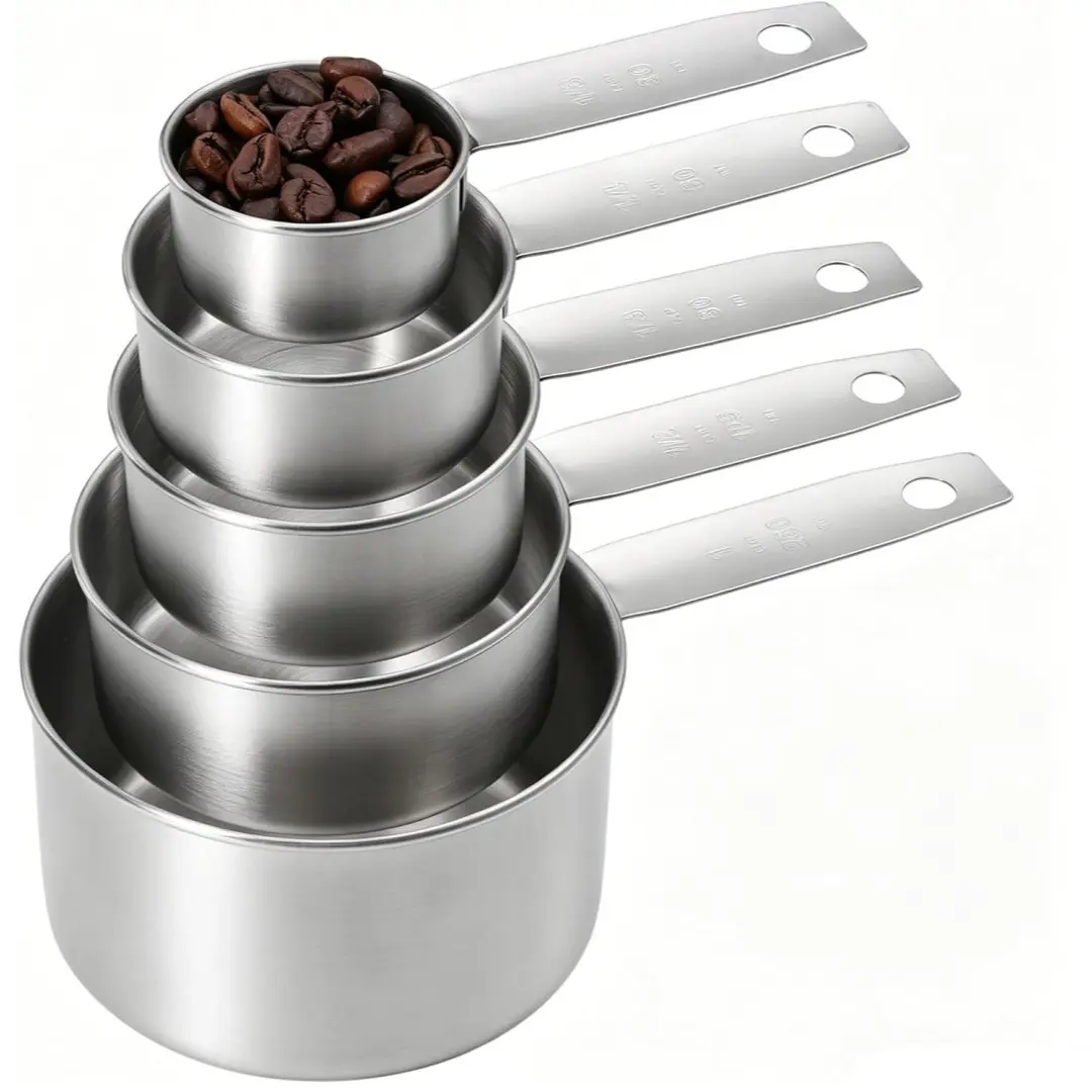 5pcs Stainless Steel Measuring Cups Set, Premium Stackable  Measuring Set for Gift Dry Liquid Ingredients Cooking Baking