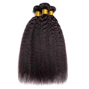 Kinky Straight Human Hair Bundles 1b Natural Black (3 Bundles)