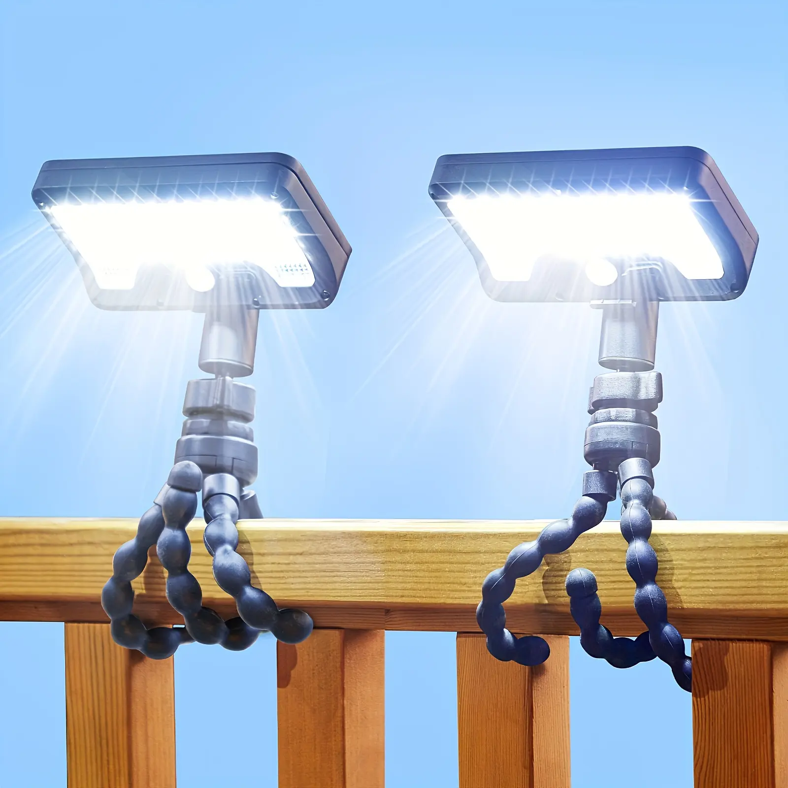 2/1 pack of solar powered outdoor octopus lights, waterproof and convenient solar floodlights, LED outdoor safety lights, 360 ° rotatable fence lights, suitable for camping, courtyards, fences, gardens, Christmas home decoration