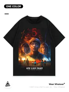 Stranger Things Graphic Print Loose-Fitting Short Sleeve Round Neck Top, Casual Breathable Shirt for Outdoor & Home Wear, Comfortable Home Clothing