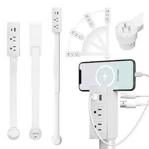 Outlet Extender Outlet electrical Mountable Multi Plug Wall Outlet, with USB-A USB-C & 2 AC, Extendable 22-34" Rotatable 180°, Surge Protector Power Strip,UL-certified power cord,ideal for behind furniture in home/office