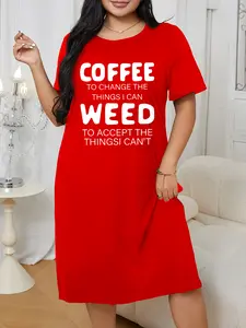 Women V-Neck Short Sleeve SummerDresses 2026 Spring Casual Loose T-Shirt Tunic Short Dress Pajamas with vestido  de nightdress woman Cute Short Printed Nightgown gown night trevino ash mariana Red Nightwear Womenswear Loungewear Comfort Crewneck Fitted