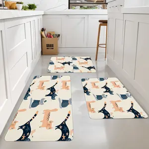 Christmas Decorations For Home,3Pcs Set Modern Kitchen Set Mat, Cute Animal Cat Pattern, Suitable For Holiday Decoration, Easy To Clean, Suitable For Bedroom, Kitchen,Thanksgiving Gifts