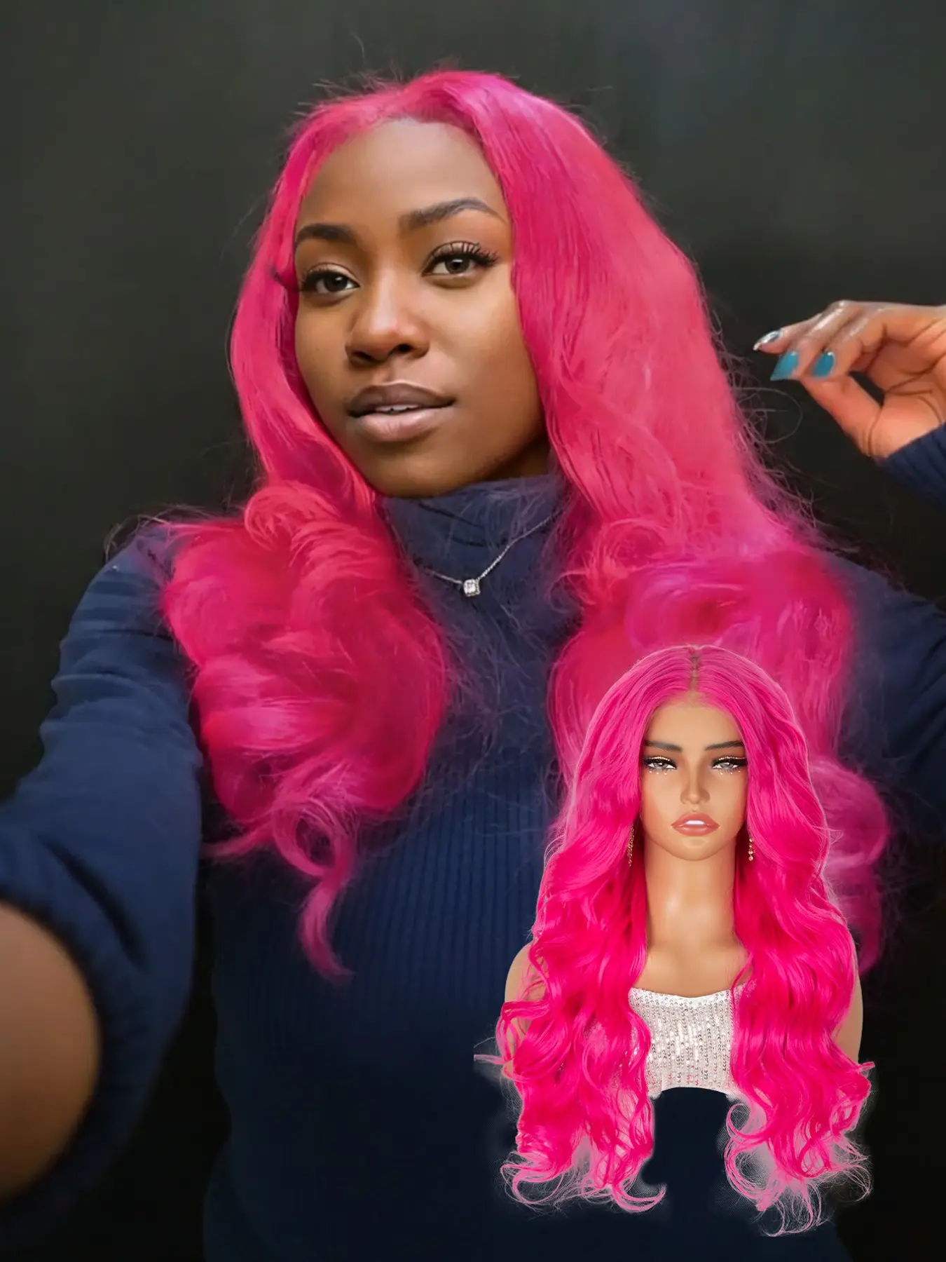 Lehanhair 24 Inch Glueless Long Wavy Synthetic Various Colors 4X6 Lace Wigs for Women, Gorgeous Fashion Fluffy Wigs without Bangs, Synthetic Wigs for Party, New Year Christmas Daily Use