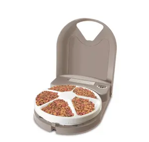 PetSafe Automatic Dog Feeder, 5 Meals, 40 oz Capacity, Plastic, Dry Food Storage, Multiple Pets, Automatic Cat Feeder, Multi Pet Feeding System, Gray