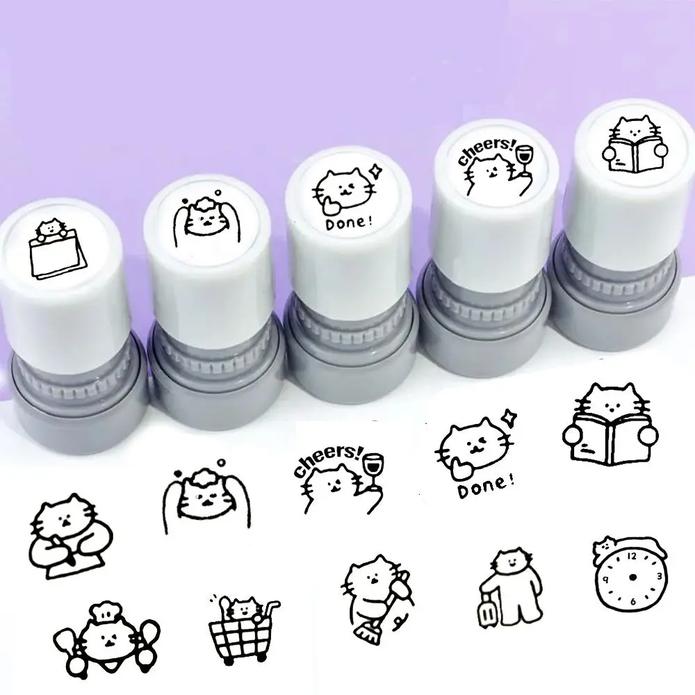 Cat Pattern Stamp Set, 1 Count Cute Cat Themed Self Inking Stamp, Decorative Stamp for DIY Scrapbooking & Journal Making, Booklet Stamps, Scrapbook Materials
