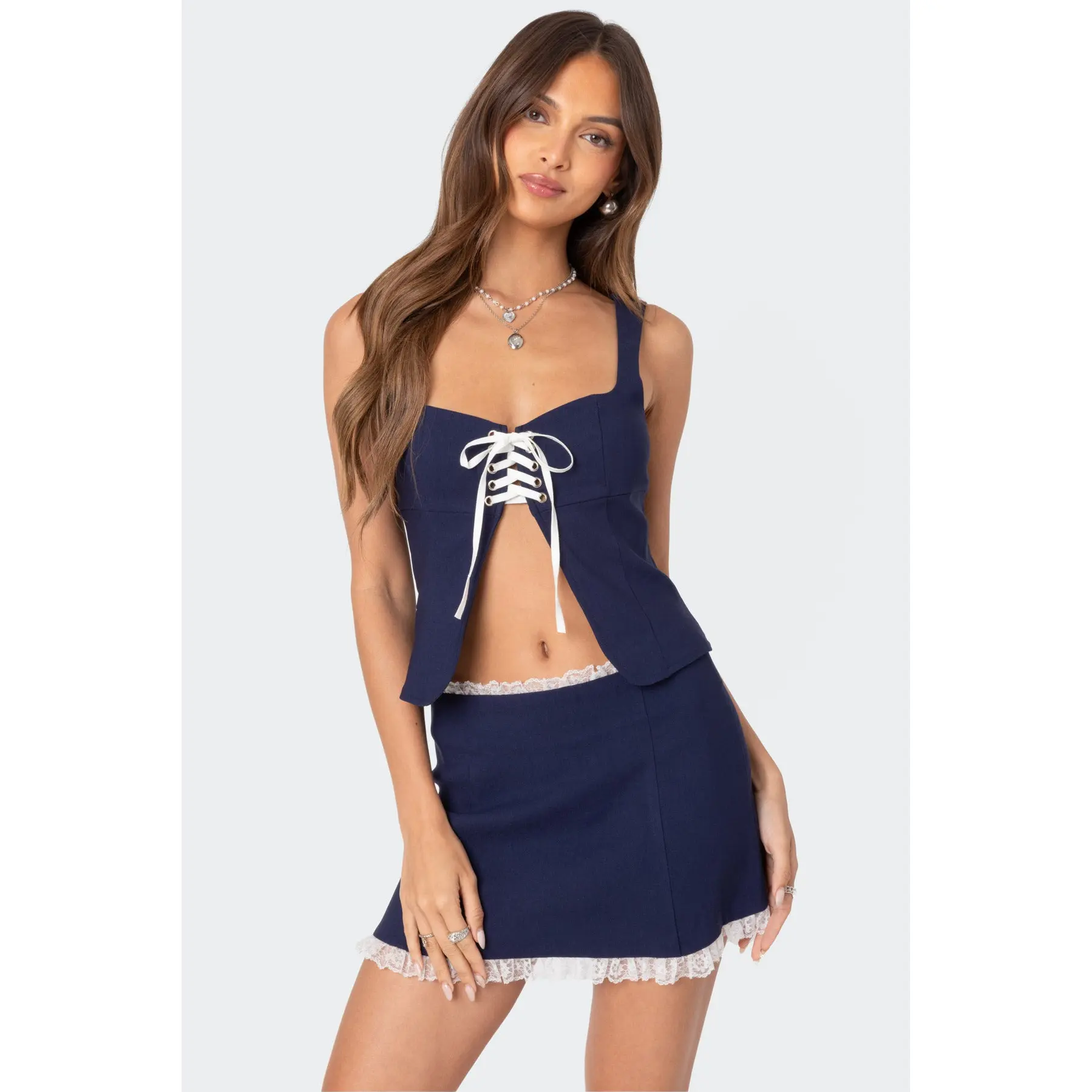 Marlowe Lace Up Split Front Top
