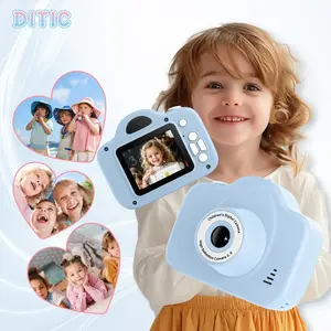 Cartoon Digital Camera, Cute Video Recording Toy, Kids Camera with 32GB Memory Card, Perfect Gift for Birthday, Holiday, Five Educational Games, Filter Stickers