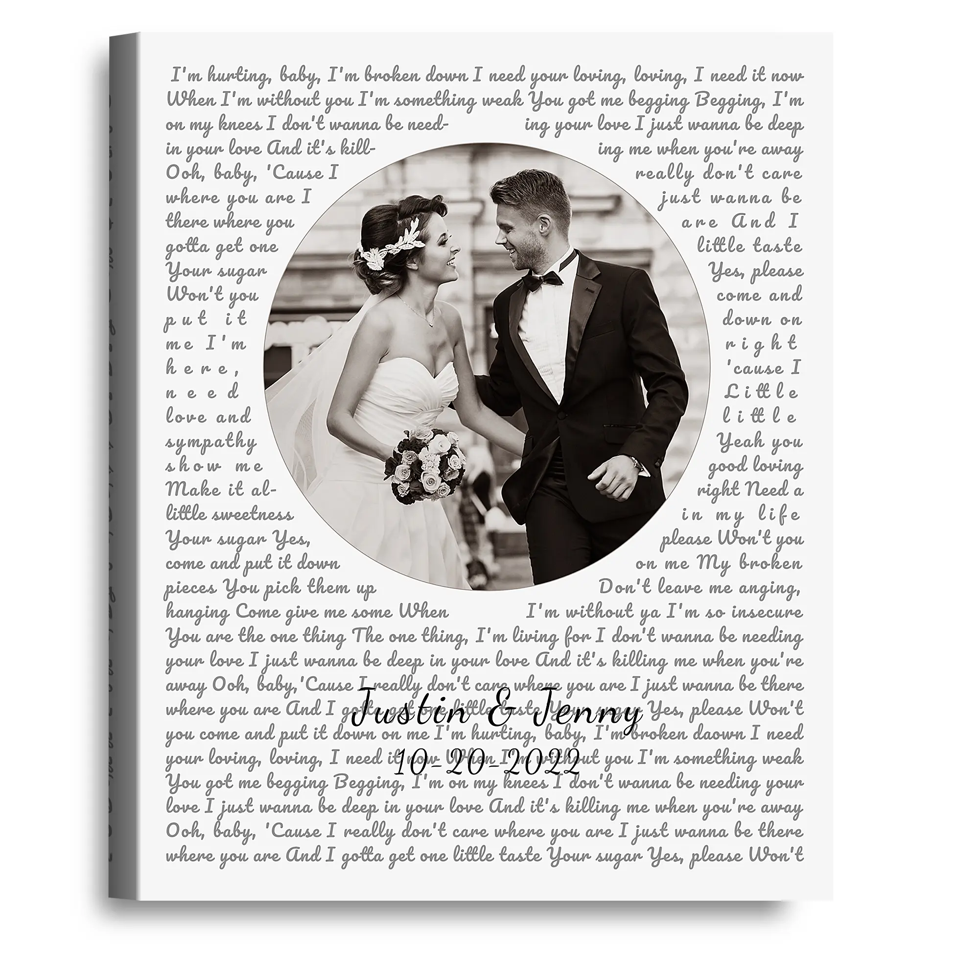 Personalized Music Lyrics Song Canvas Prints Music Artist Date Upload Photo on Prints Anniversary for Her,Wedding,Birthday,Engagement,Wall art Decor Print on Canvas