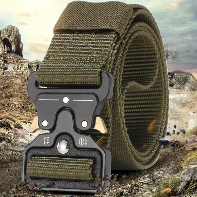 Men'S Belt Outdoor Hunting Tactics Belt Multi Functional Buckle Nylon Belt High Quality Marine Corps Canvas Belt Tactical Accessories Western Concho Belts