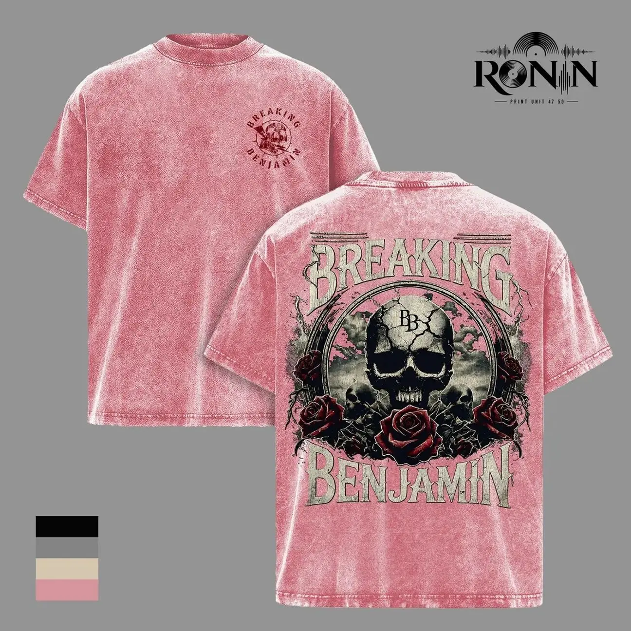 Breaking Benjamin Vintage Washed Band T-Shirt, Double Printed Rock Band Graphic Tee, Oversized Heavyweight Cotton Unisex Alternative Metal Streetwear Shirt NVQ OAR