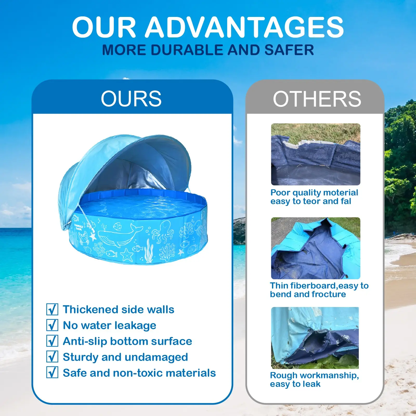 Thick Foldable Large Water Pool, Multi-Layer Design, Durable Outdoor Play Pool, Portable Toy Pool, Bathing Pool for Kids, Portable Swimming Pool