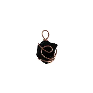 Black obsidian/Copper wire pendant