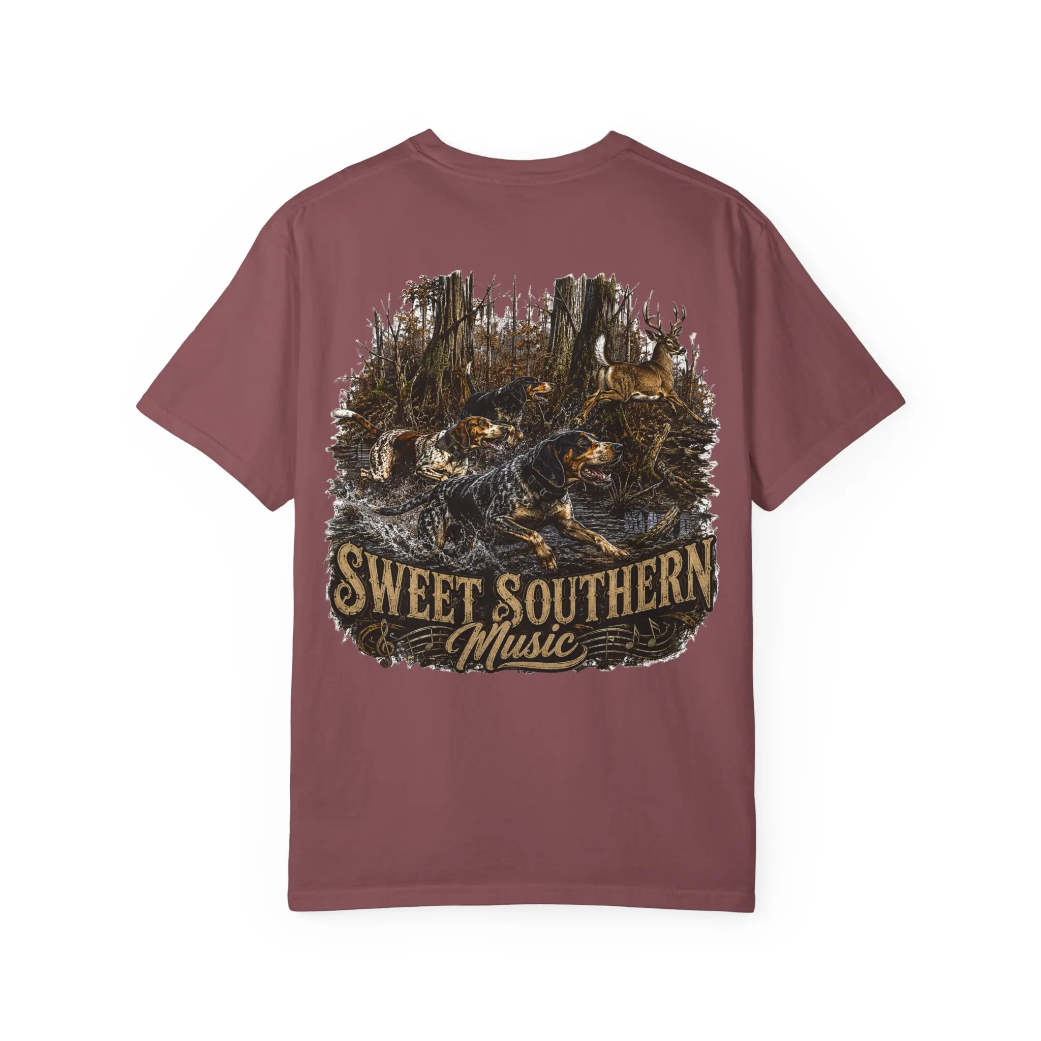Sweet Southern Music T-Shirt | Hunting Dog Pointer Graphic Running Dogs Cotton Menswear Casual Tee Tops