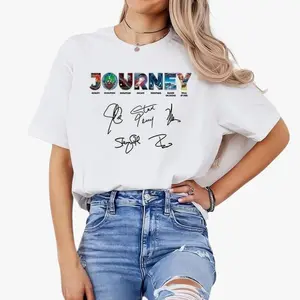 Journey Band Autograph Shirt 2025, Classic Rock Legends Tee, Vintage Tour Album Graphic T-Shirt, Fan Favorite Music Merch 4