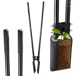 Hole Digger Gardening Tool 57 inches,Heavy Duty with Fiberglass Handle,  Hole Digger for for Soil Plugging, Cultivating, Manual Fence  Diggers, Black