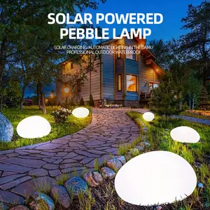 Solar Garden Lights Outdoor Glow Cobblestone Shape Lamp Garden Decor Light-White & RGB Light Waterproof Landscape Night Lights for Lawn/Patio/Path 1pc