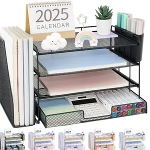 OPNICE Desk Organizer, 4-Tier Desktop File Organizer with Drawer and 2 Pen Holders, Office Desk Accessories, File Sorters, Workspace Organizers for Office Supplies(Black)   https://amzn.to/3NNi1D9