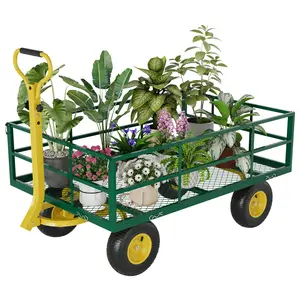 COZONY Heavy-Duty Garden Cart, 1200 lb Capacity, Removable Mesh Sides, Flexible Handle & 13" Tires