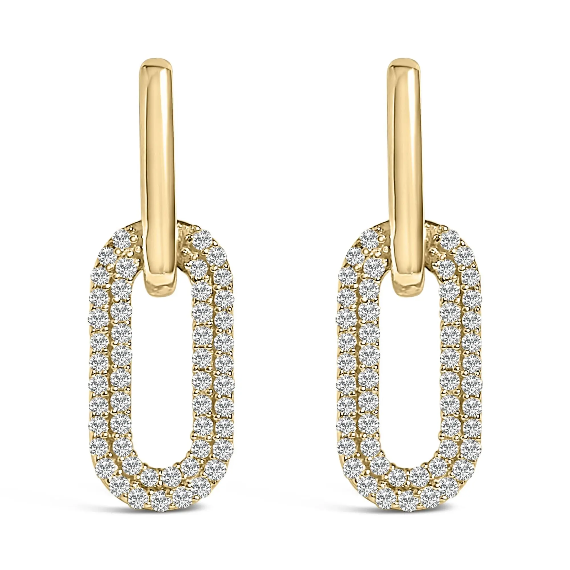10K Gold 1/2 Cttw Lab Grown Diamond Dangling Paperclip Drop Earrings