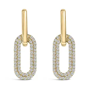 10K Gold 1/2 Cttw Lab Grown Diamond Dangling Paperclip Drop Earrings