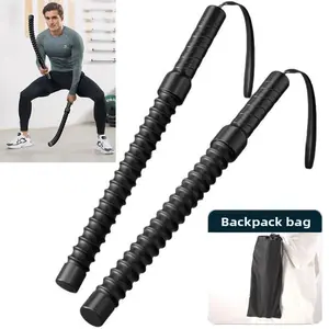 2PCS Cordless Battle Ropes Weighted Ropeless Portable Exercise Equipment for Home Gym Travel Workouts Steel Spring Compact Arm Strength for Men Women Heavy Flex Rope Stick Fitness Gift